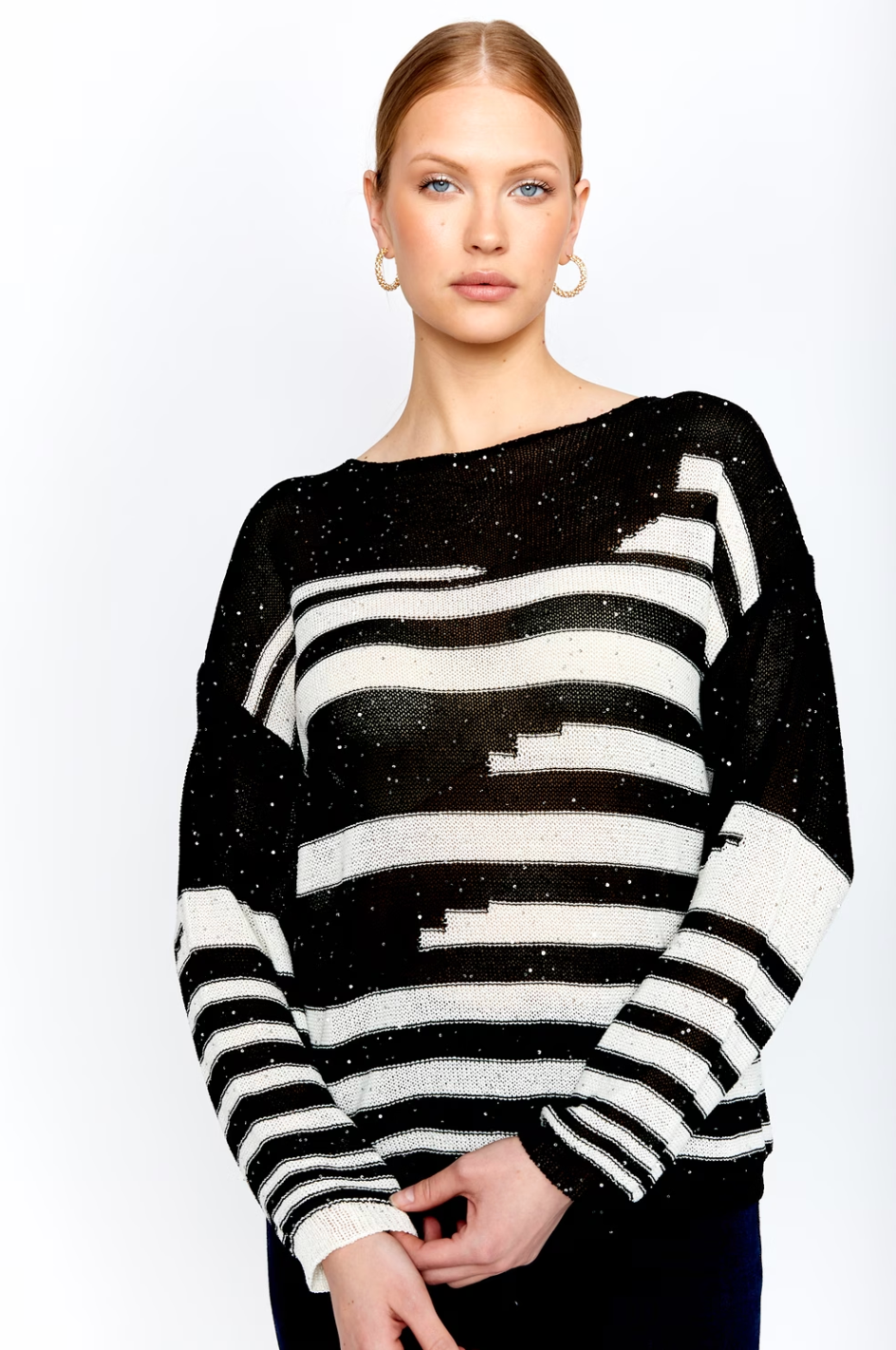 Frank Lyman 243421U Striped Sequin Sweater FW24