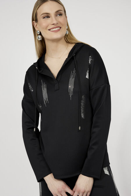 Frank Lyman 253776 Hooded Jewel Embellished Pullover Style FW25