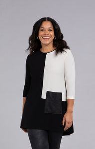 Sympli 23201CB Colour Block Patch Pocket Tunic 3/4 Sleeve FW23