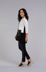Sympli 23201CB Colour Block Patch Pocket Tunic 3/4 Sleeve FW23