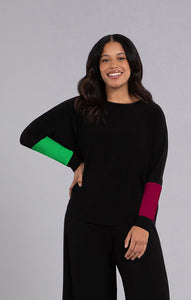 Sympli 22279CB Color Block Sleeve Nu Cinch Top FW23