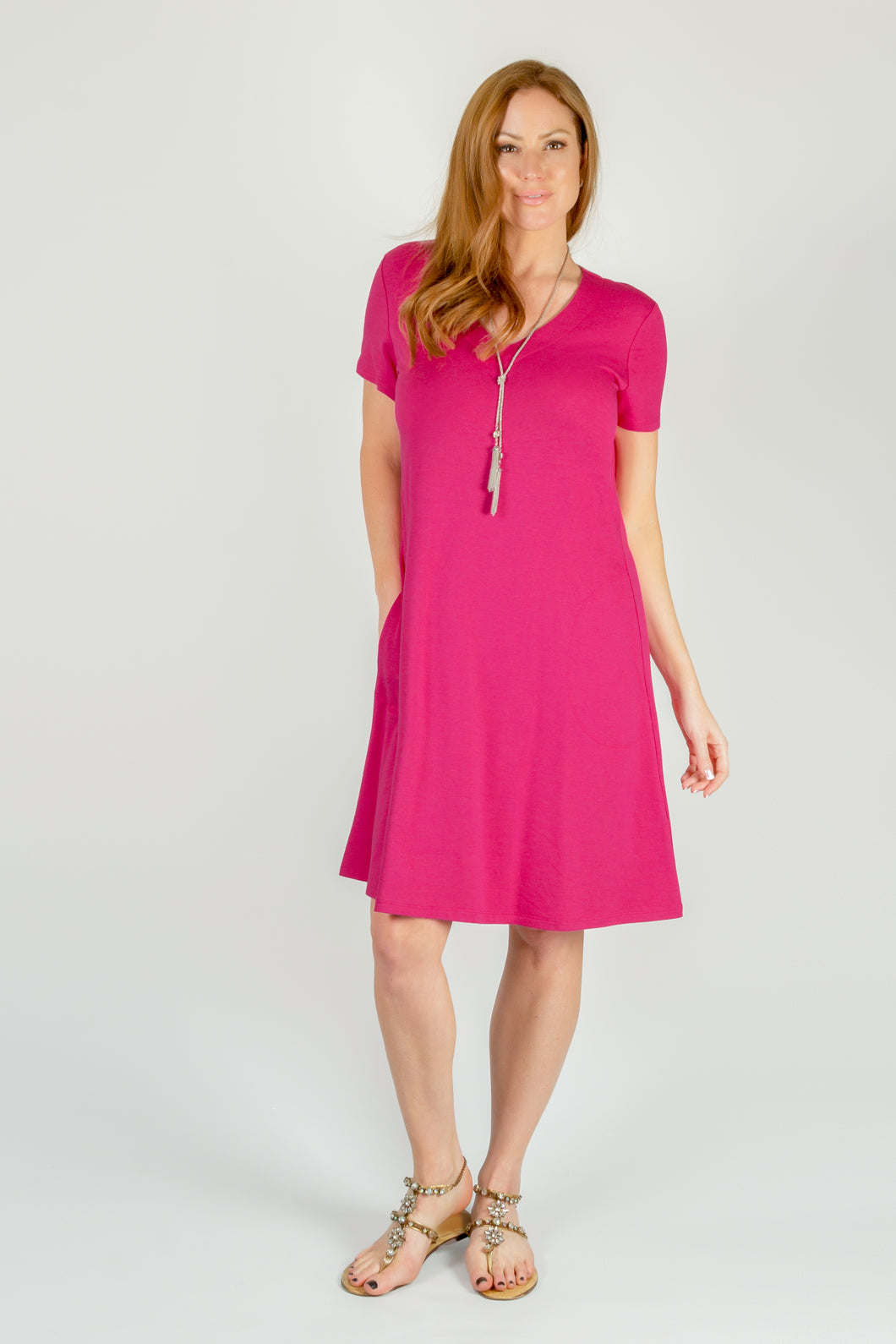 Pure - V-Neck T-Shirt French Terry Dress - 112-4763