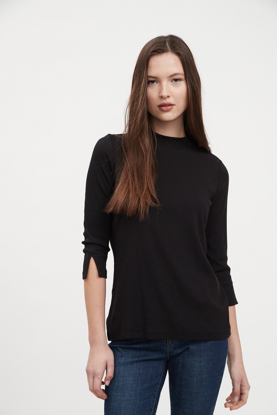 FDJ - 1361161 - 3/4 Sleeve Mock Neck Top