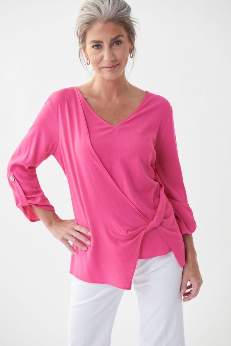 Joseph Ribkoff - 3/4 Sleeve V-Neck Side Tie Top - 222123
