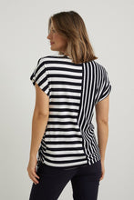 Load image into Gallery viewer, Joseph Ribkoff - Striped Tie Detail Short-Sleeve Top - 222281
