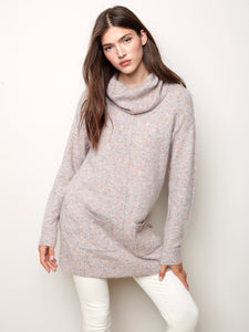 Charlie B - C2431 - Ombre Cowl Neck Sweater with Pockets