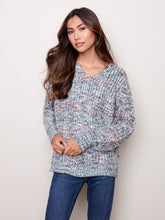 Load image into Gallery viewer, Charlie B - C2478 - Space Dye V-Neck Sweater
