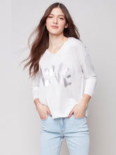 Load image into Gallery viewer, Charlie B - Foil Print Love You Sweater - C2506S
