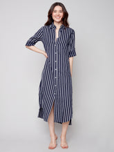 Load image into Gallery viewer, Charlie B - Long Duster Stripe Linen Dress - C3106PR
