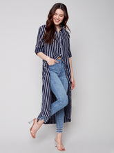 Load image into Gallery viewer, Charlie B - Long Duster Stripe Linen Dress - C3106PR
