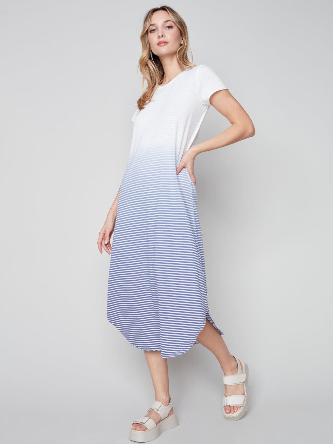 Charlie B - Ombre Stripe Cotton Slub Dress - C3127SR