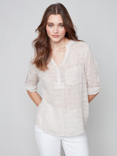 Load image into Gallery viewer, Charlie B - Printed Half-Button Cotton Gauze Blouse - C4188Z
