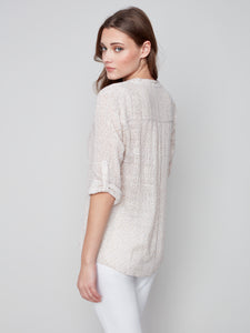Charlie B - Printed Half-Button Cotton Gauze Blouse - C4188Z
