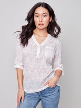 Load image into Gallery viewer, Charlie B - Printed Half-Button Cotton Gauze Blouse - C4188Z
