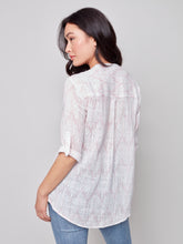 Load image into Gallery viewer, Charlie B - Printed Half-Button Cotton Gauze Blouse - C4188Z
