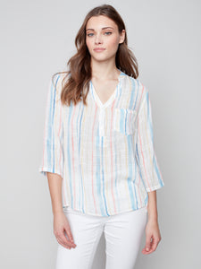 Charlie B - Printed Half-Button Cotton Gauze Blouse - C4188Z