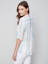 Load image into Gallery viewer, Charlie B - Printed Half-Button Cotton Gauze Blouse - C4188Z
