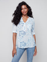 Load image into Gallery viewer, Charlie B - Printed Half-Button Cotton Gauze Blouse - C4188Z
