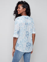 Load image into Gallery viewer, Charlie B - Printed Half-Button Cotton Gauze Blouse - C4188Z
