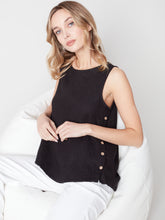 Load image into Gallery viewer, Charlie B - Side Buttons Linen Top - C4425R
