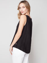 Load image into Gallery viewer, Charlie B - Side Buttons Linen Top - C4425R
