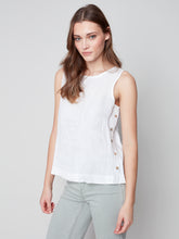 Load image into Gallery viewer, Charlie B - Side Buttons Linen Top - C4425R
