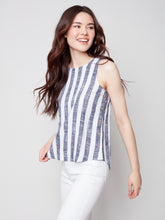 Load image into Gallery viewer, Charlie B - Printed Side Button Linen Top - C4425R
