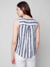 Load image into Gallery viewer, Charlie B - Printed Side Button Linen Top - C4425R
