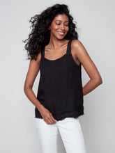 Load image into Gallery viewer, Charlie B - Solid Square Neck Linen Raw Edge Cami - C4484

