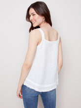 Load image into Gallery viewer, Charlie B - Solid Square Neck Linen Raw Edge Cami - C4484
