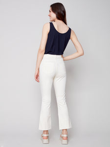 Charlie B - Twill Pant with Raw-Edge Hem - C5403