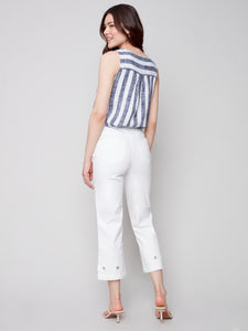Charlie B - Pull-On Twill Crop Pant with Hem Tab - C5404