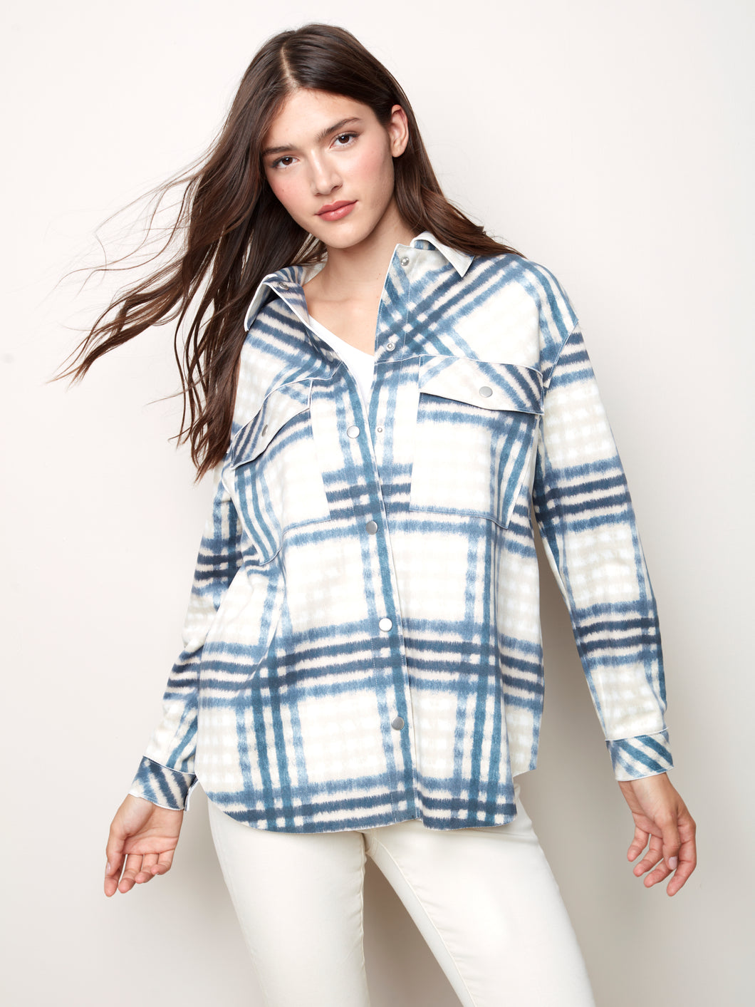 Charlie B - C6217 - Plaid Scuba Shirt Jacket