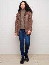 Load image into Gallery viewer, Charlie B - C6229 - Reversible Faux Suede/Sherpa Coat
