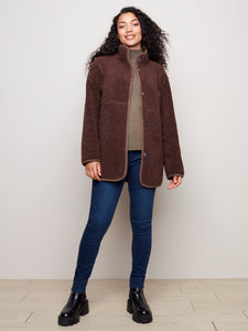 Charlie B - C6229 - Reversible Faux Suede/Sherpa Coat