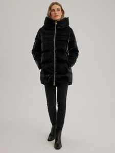 Nikki Jones - K5368RK-408 - Sleek Winter Parka with Oversized Hood