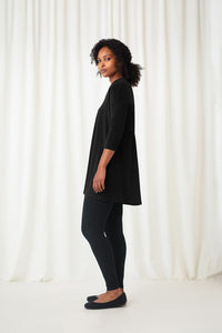 Sympli - 23177-2 - Deep V Ruched Tunic, 3/4 Sleeve